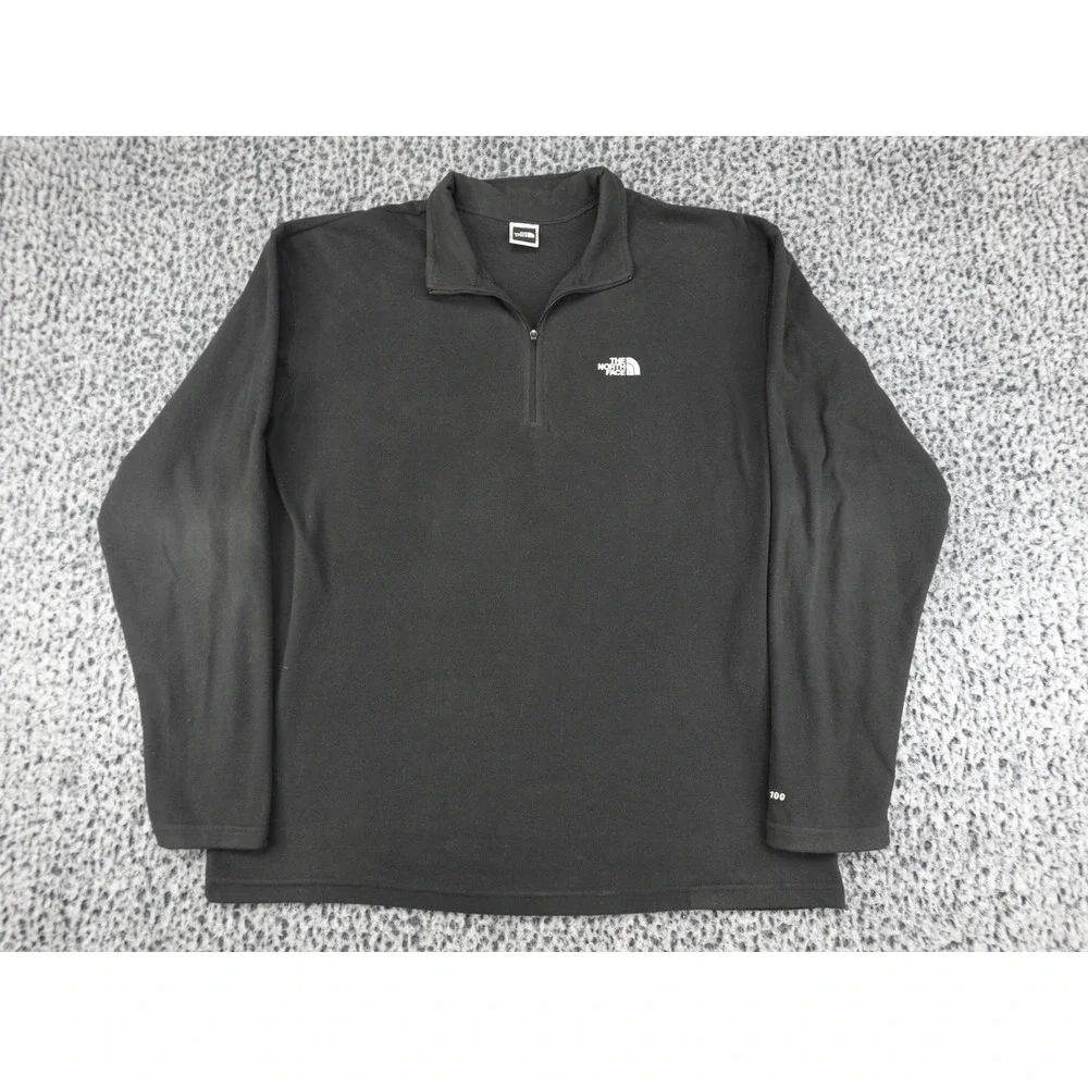 The North Face TKA 100 Fleece‎ Pullover Mens Large Black Quarter Zip Mock Neck